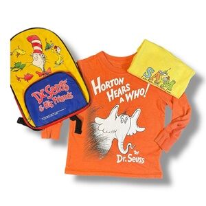 Dr. Seuss Kids Bundle — Horton Hears a Who 4T, Sam‎ I Am Youth Small + Backpack
